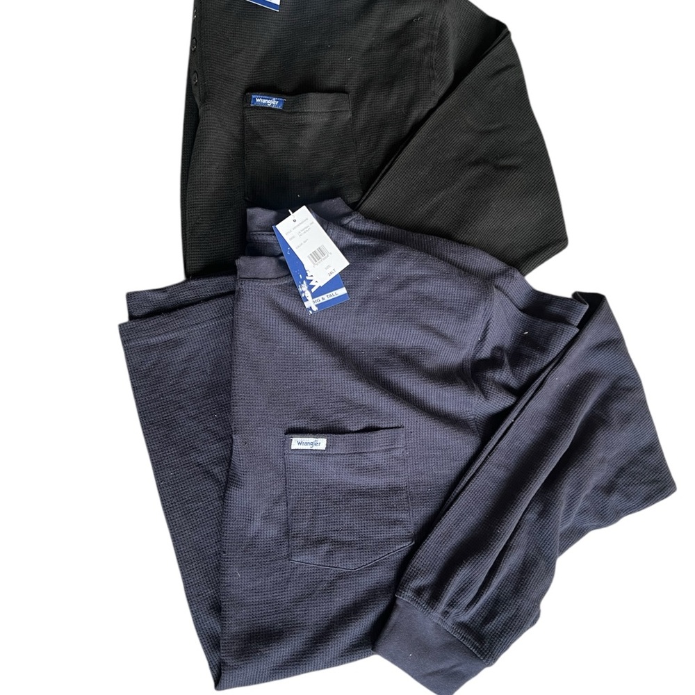 Wrangler thermal long sleeve big & tall shirts - black & navy blue 2XLT - NWT